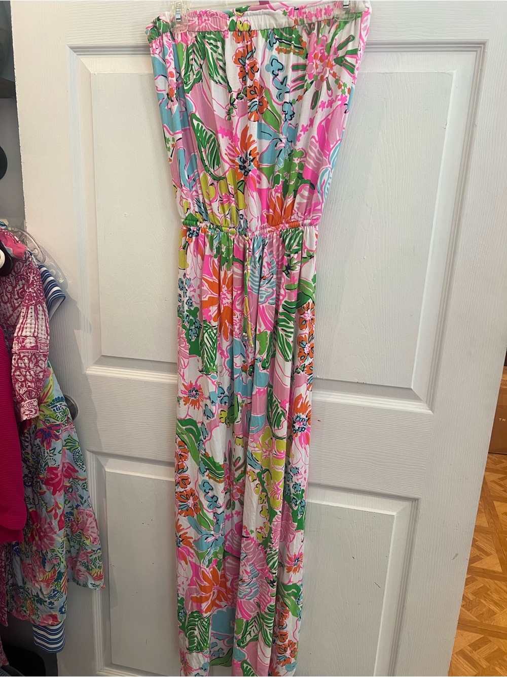 Lilly Pulitzer Pink Tropical Strapless maxi dress sz M